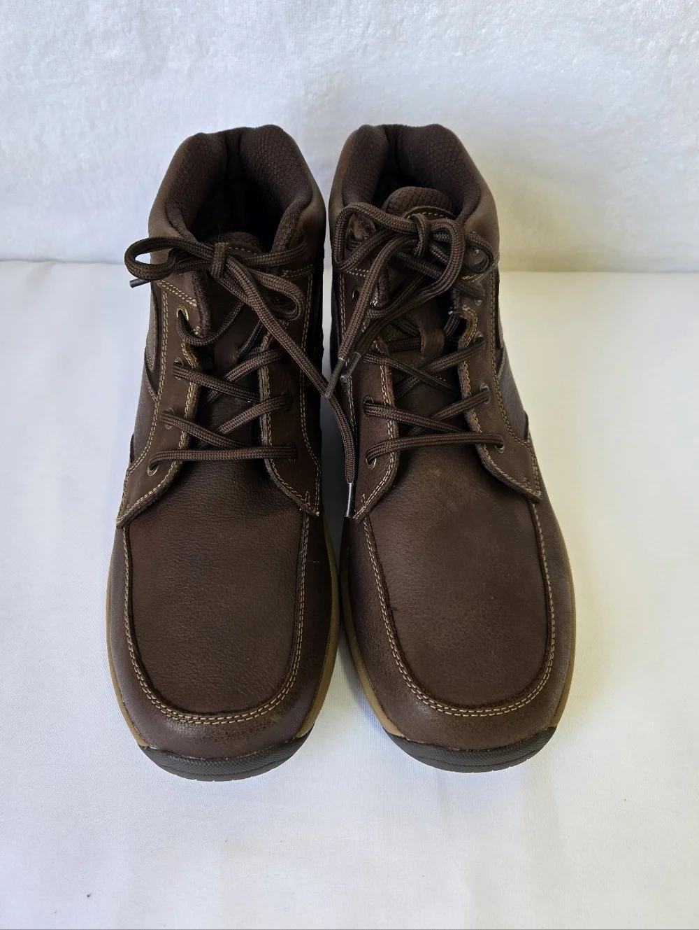 Orthofeet Brown Leather Comfort Boots Men’s 10 Casual Walking Shoes